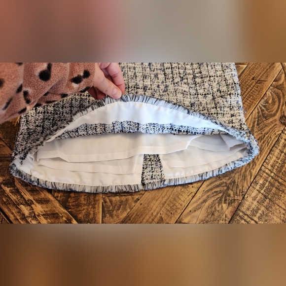 Ann Taylor Tweed Fringe A Line Pencil Skirt Multi Color Blue Pink Size 2P - Picture 5 of 12